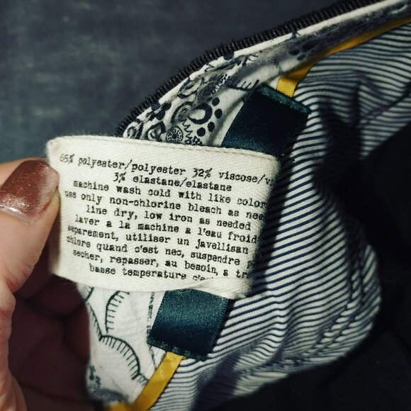 Cartonnier Anthropologie Womens Pants Size 2 Black Blue‎ Striped Corporate Goth - Picture 5 of 8